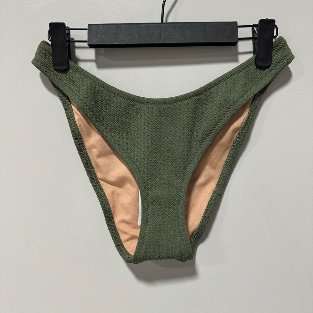 New! J.Crew Bikini Bottom Women’s Size S Ribbed High Rise Cheeky Green